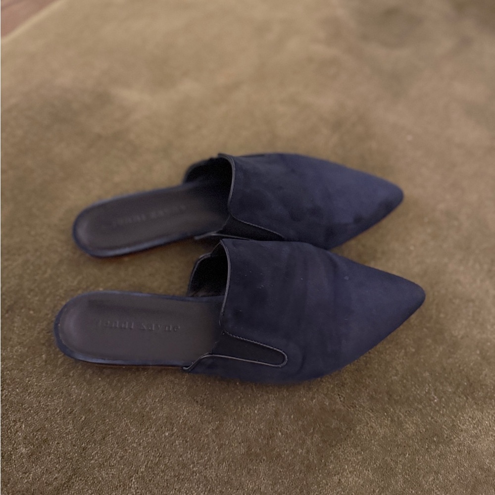 Jenni Kayne - Navy Suede Pointed Toe Mules - Picture 3 of 6